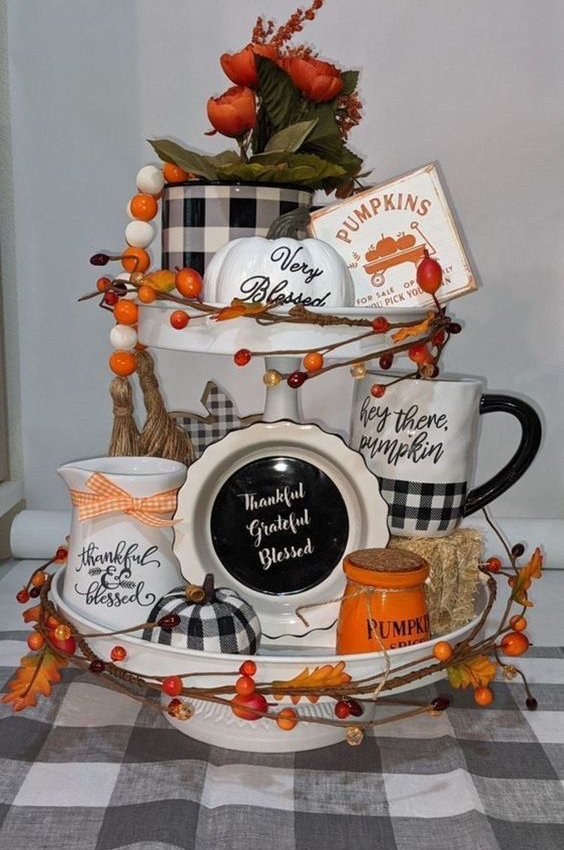 17 Insanely Impressive Thanksgiving Tiered Tray Centerpiece Ideas