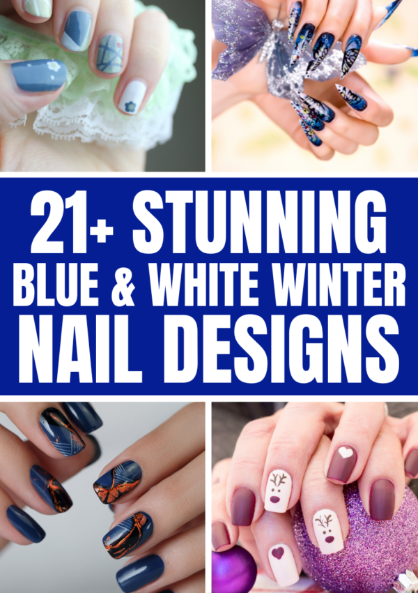 Blue and White Winter Nail Designs