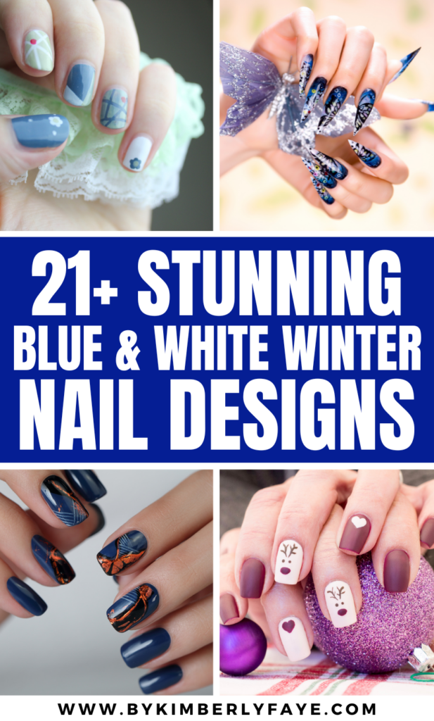 Blue and White Winter Nail Designs